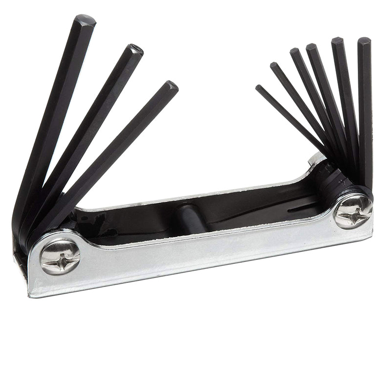 Folding Hex Wrench Key Set, 9-Pieces, Standard Inch Sizes 5/64-1/4