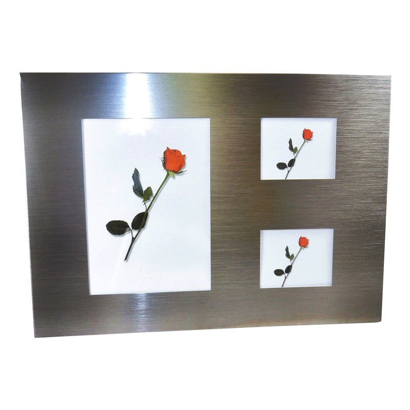 3 Panel Brushed Metal Photo Frame