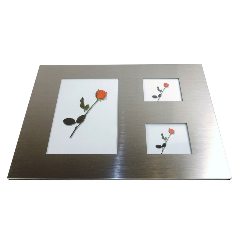 3 Panel Brushed Metal Photo Frame