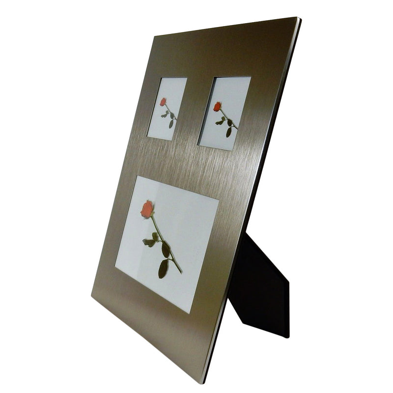 3 Panel Brushed Metal Photo Frame