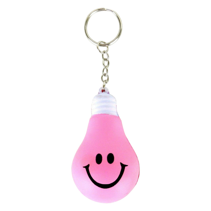 Smiley Face Light Bulb Stress Relief Key Chain