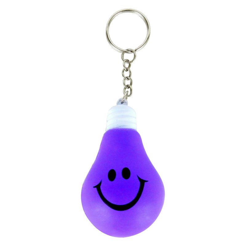 Smiley Face Light Bulb Stress Relief Key Chain