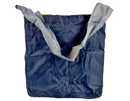 Folding Nylon Shopping Tote, Navy Blue w/Gray Handle, 13"x11"x5".
