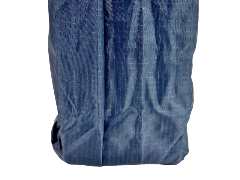 Folding Nylon Shopping Tote, Navy Blue w/Gray Handle, 13"x11"x5".