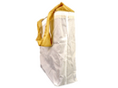 Folding Nylon Shopping Tote, Navy White w/Gold Handle, 13"x11"x5"